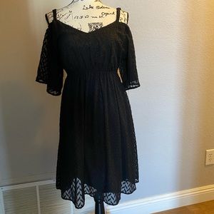 Chevron print, cold shoulder babydoll dress.